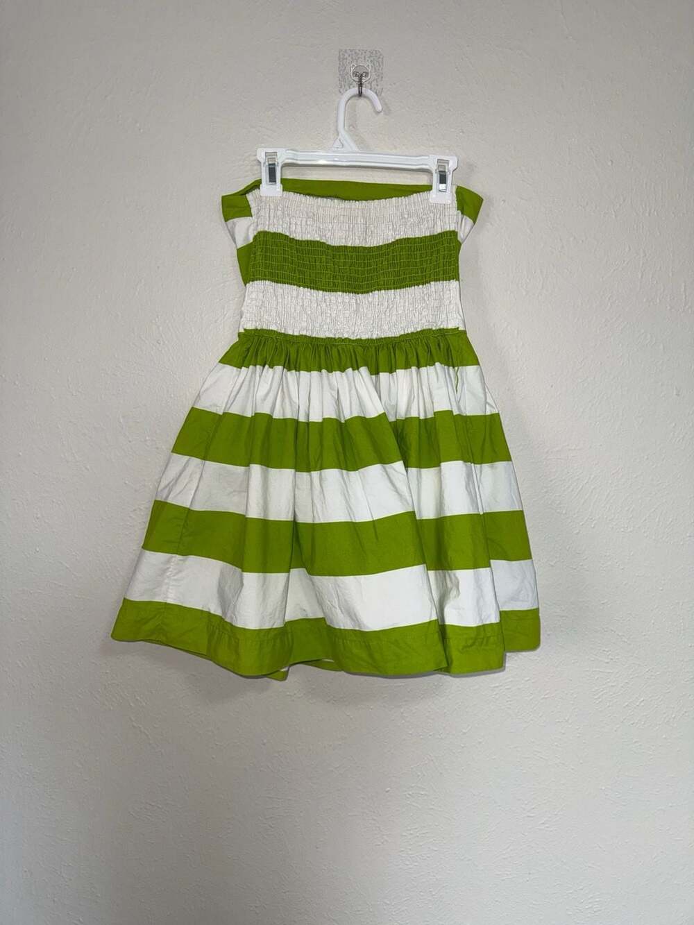 Gilly Hicks Green and White Striped Strapless Smocked Mini Dress - Picture 3 of 7